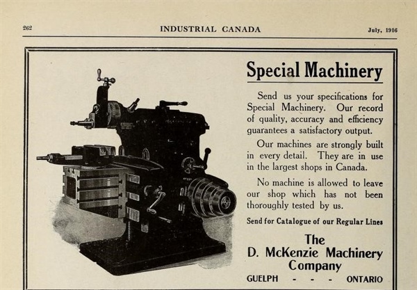 D. McKenzie Machinery Company: One of Guelph’s Forgotten Companies